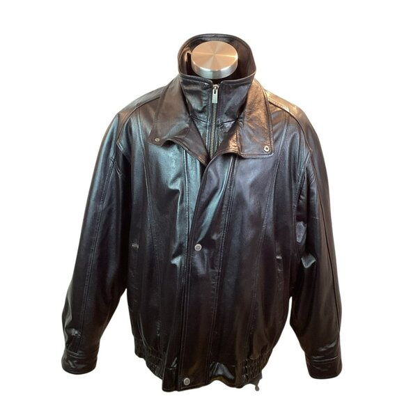 Wilsons Leather Moto Bomber Mens 3X Genuine Leather Jacket Wool Thinsulate Insul - Picture 6 of 16